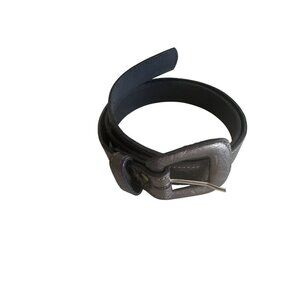 Vintage Pierre Sain Details Metallic Leather Belt Gunmetal Tone M